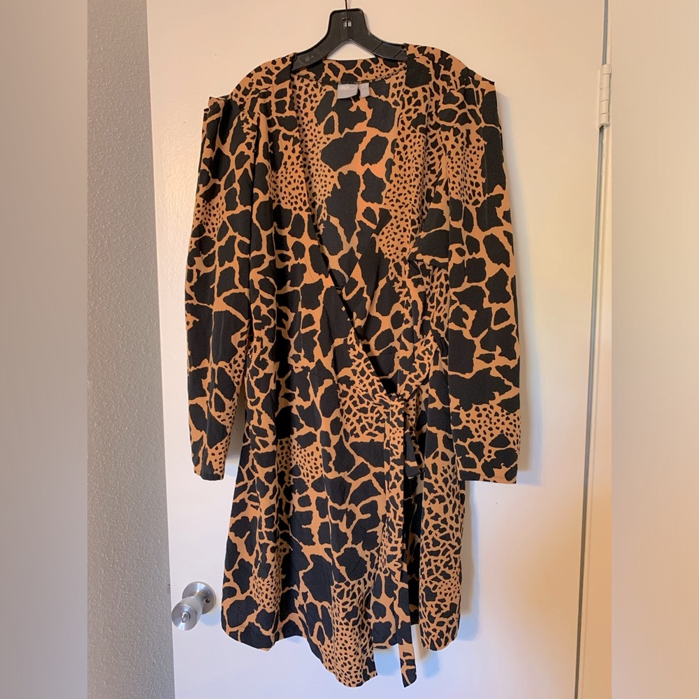 Cheetah Print Midi Wrap Dress